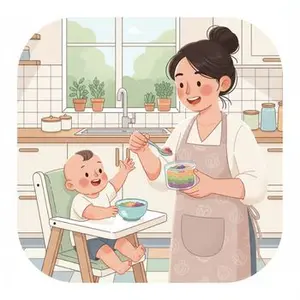 Busy mother using the best organic baby food delivery service for effortless, nutritious feeding.