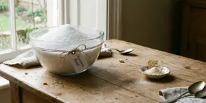 Comparison of large volume erythritol blend versus tiny pile of pure monk fruit without erythritol.