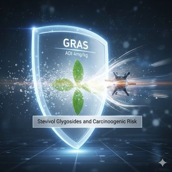 Conceptual illustration of stevia purity creating a safety shield against Steviol Glycosides and Carcinogenic Risk.