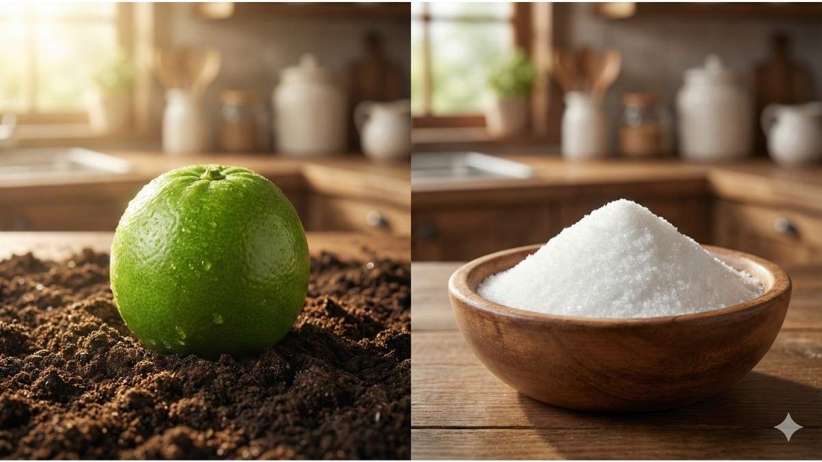 Fresh green organic monk fruit sweetener next to pure white extract powder. Fresh green organic monk fruit sweetener next to pure white extract powder.