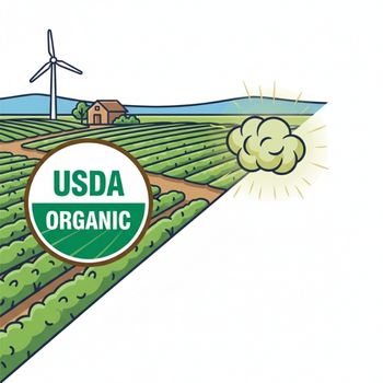 Graphic showing USDA Organic farm integrity versus the risk of cross-pollination and genetic drift, illustrating the USDA Organic vs Non-GMO Project Verified conflict.