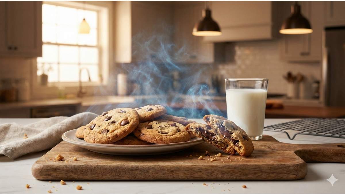 Keto chocolate chip cookies baked with Lakanto Monk Fruit Sweetener, illustrating the cooling effect sensation. Keto chocolate chip cookies baked with Lakanto Monk Fruit Sweetener, illustrating the cooling effect sensation.
