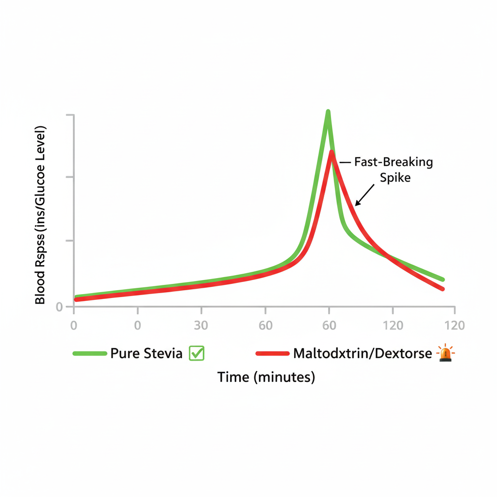 Metabolic analysis showing that pure stevia does not cause an insulin spike, confirming it does not break a fast for keto and IF followers. Metabolic analysis showing that pure stevia does not cause an insulin spike, confirming it does not break a fast for keto and IF followers.