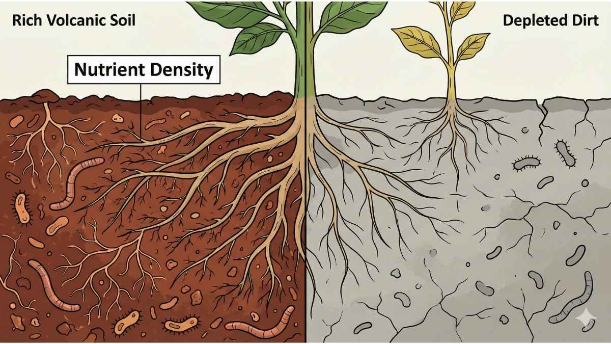 Comparison of healthy organic soil vs conventional soil