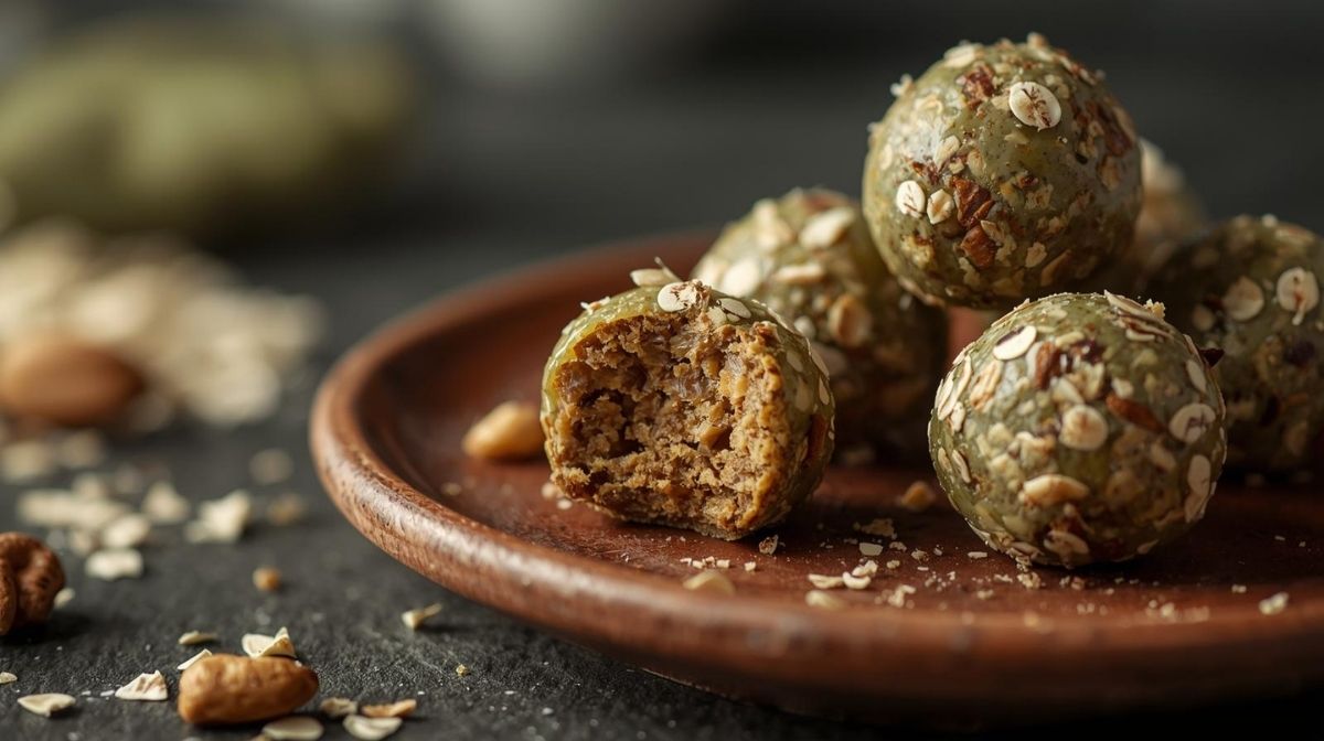 Healthy no-bake moringa energy bites, a simple recipe showing how to consume moringa powder.