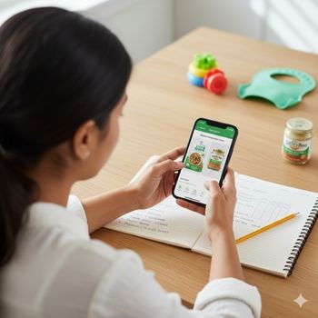 Comparing organic baby food shop labels for heavy metals and ingredients.