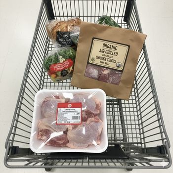 Value-conscious shopping advice for organic chicken vs. conventional chicken focusing on price and quality cuts.