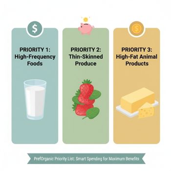 PrefOrganic Priority List visual guide for families to strategically maximize organic food benefits for children on a budget. PrefOrganic Priority List visual guide for families to strategically maximize organic food benefits for children on a budget.