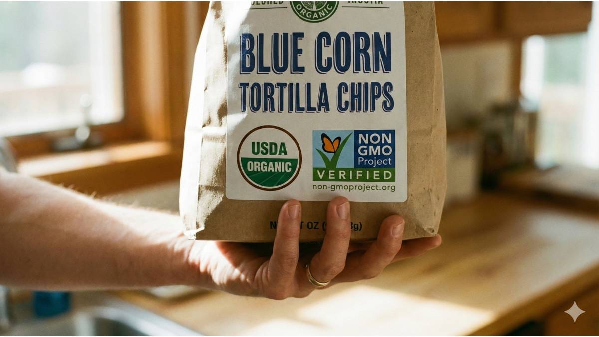 The Gold Standard: Dual-certified organic food product displaying both the green USDA Organic seal and the blue Non-GMO Project Verified butterfly seal, assuring measurable purity.