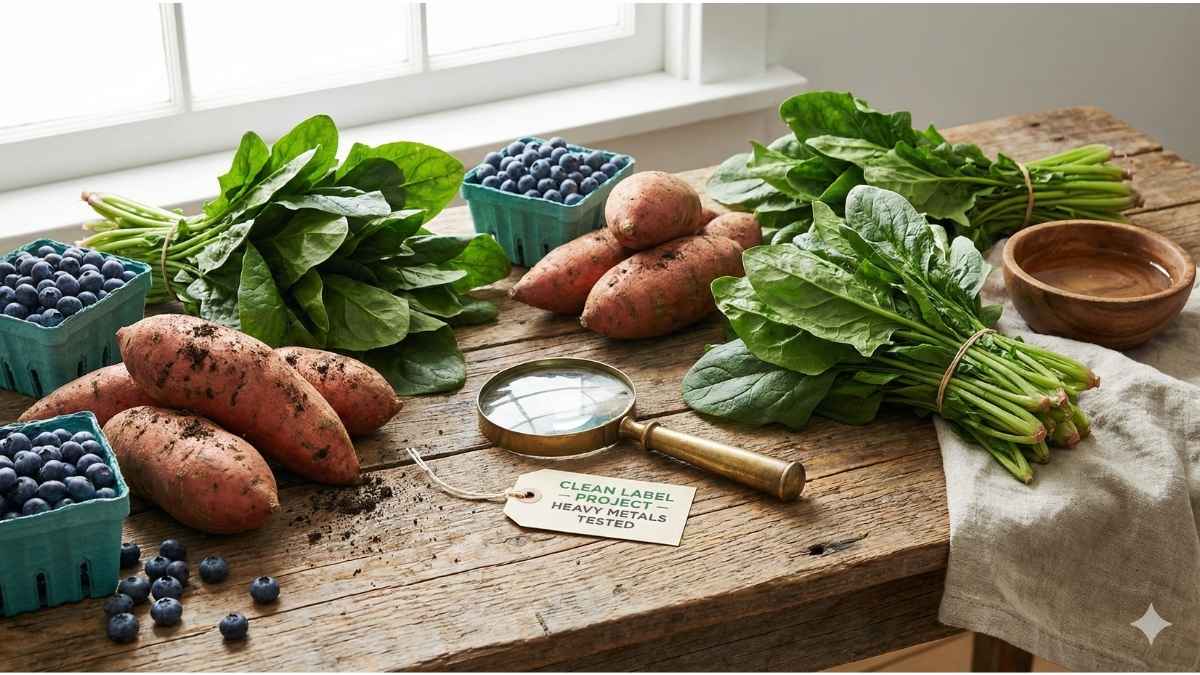 Fresh organic vegetables and ingredients tested for heavy metals and contaminants