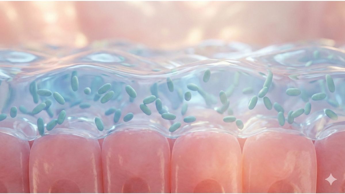 Microscopic view of Akkermansia bacteria repairing the gut mucus barrier and preventing leaky gut. Microscopic view of Akkermansia bacteria repairing the gut mucus barrier and preventing leaky gut.