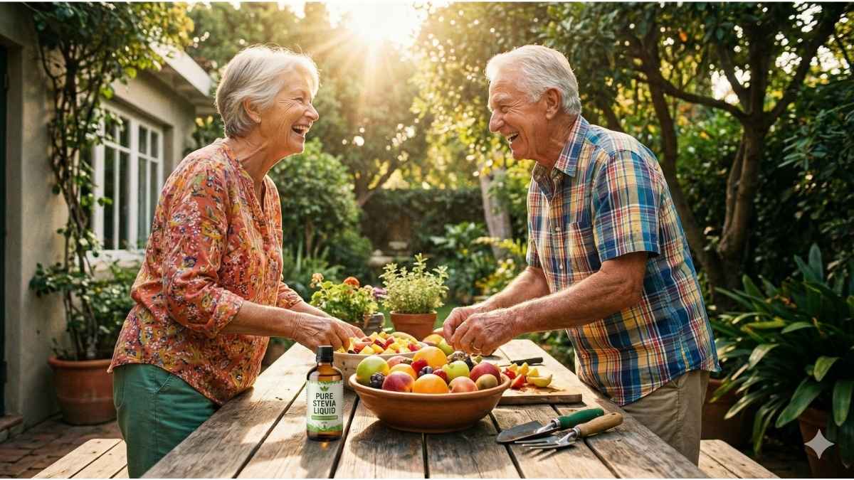 Healthy seniors enjoying a sugar-free lifestyle and metabolic wellness.