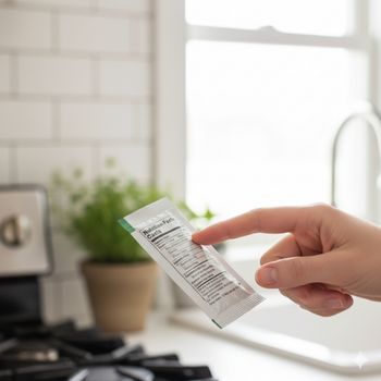 Health-conscious consumer reading a product label closely to check ingredients and avoid stevia side effects. Health-conscious consumer reading a product label closely to check ingredients and avoid stevia side effects.