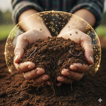 Rich, dark Organic Soil: a natural buffer against heavy metals and contaminants for the Organic Tomato.