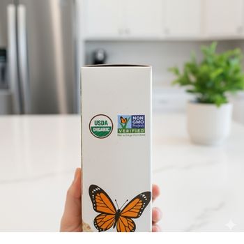 The Gold Standard food product featuring both USDA Organic vs Non-GMO Project Verified seals for maximum purity assurance.