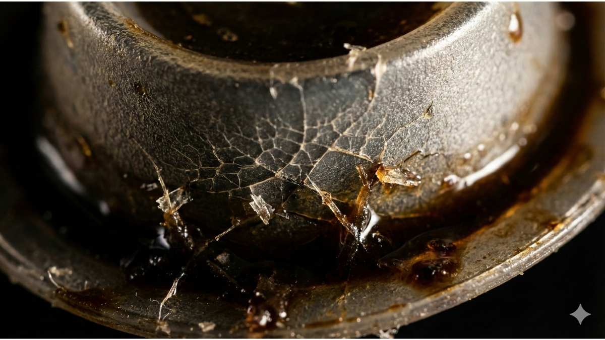 Comparison of a corroded brass espresso boiler versus a clean stainless steel boiler.