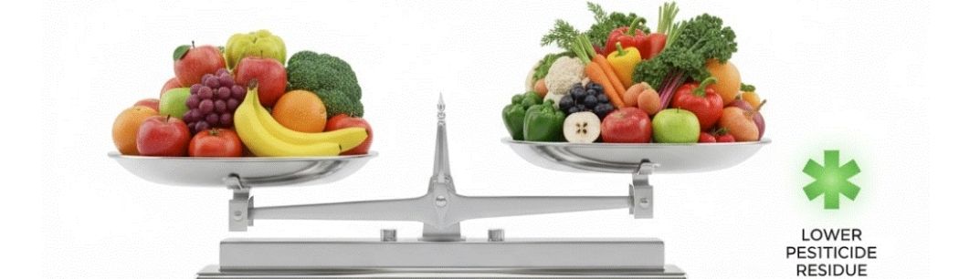 Nutritional equivalence between organic food vs non organic food (conventional) on a balanced scale