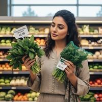 benefits of organic food Mom in grocery